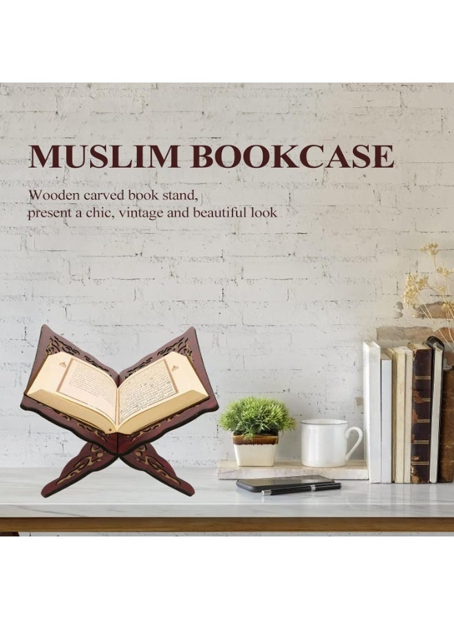 Home Care Manufactured Wood Quran Holder Stand â€“ Intricate Carved Islamic Rehal (Large Size, Multi Design) - Image 3